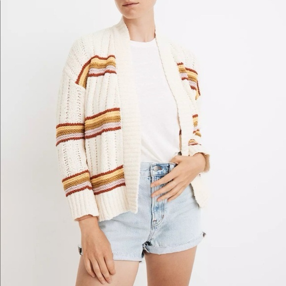 Madewell Striped Diaz Cardigan open sweater Size L